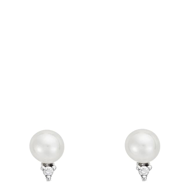 Le Diamantaire Silver Pearl Stud Earrings