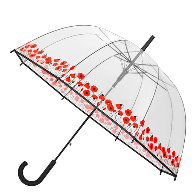 Falconetti Women's Red Poppy Flowers Transparent Birdcage Umbrella