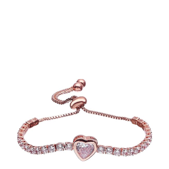 Liv Oliver 18K Rose Gold Heart Adjustable Tennis Bracelet
