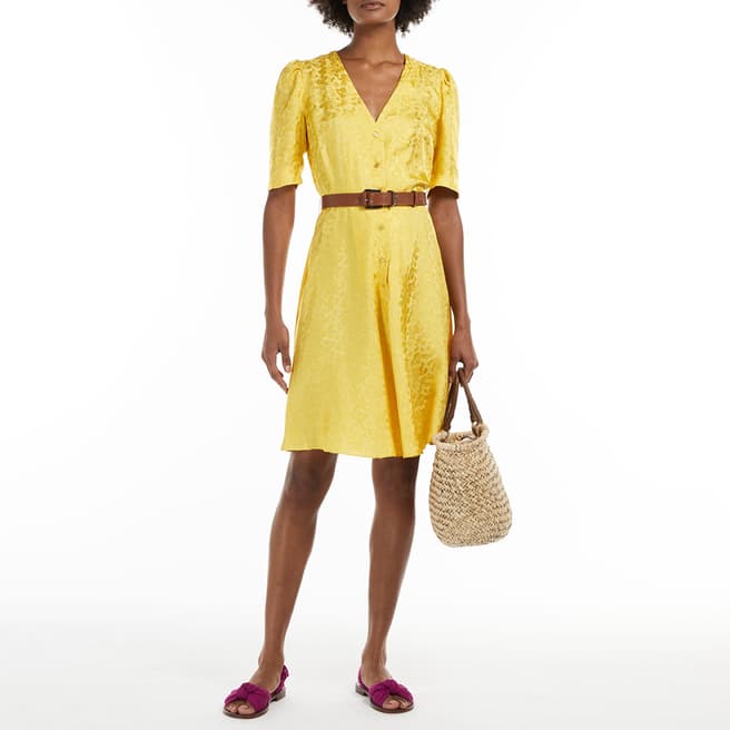 Weekend Max Mara Gold Embodied Fatto Knee High Dress 