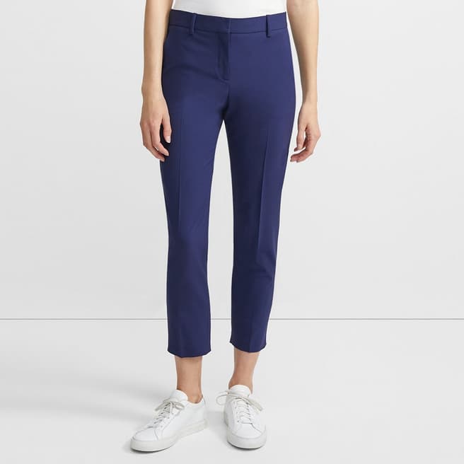Theory Blue Cropped Treeca Wool Blend Trousers