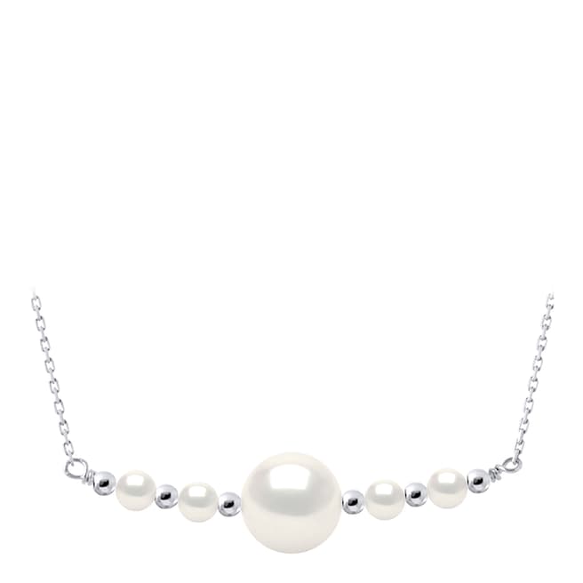 Mitzuko White Natural Style/Silver Real Cultured Freshwater Pearl Necklace