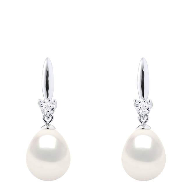 Mitzuko Silver/Natural White Real Cultured Freshwater Pearl Earrings
