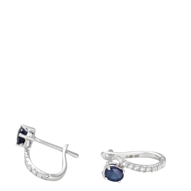 Le Diamantaire Silver/Blue Diamond Hoop Earrings