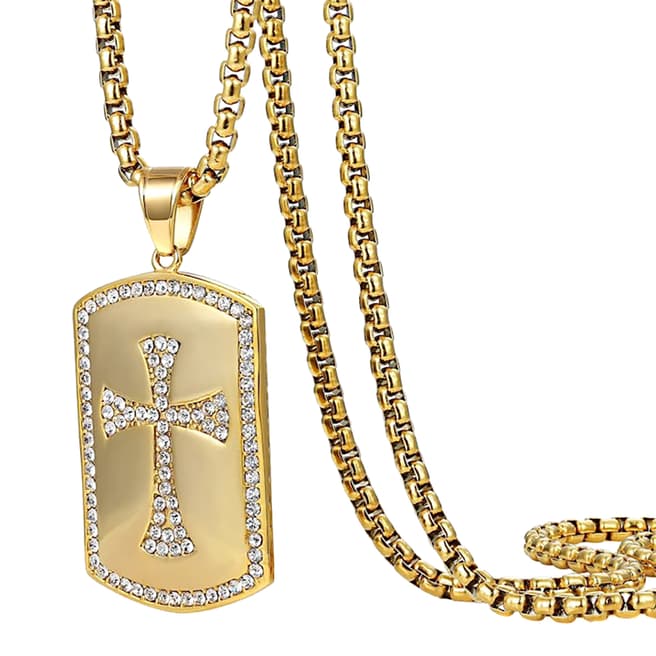 Stephen Oliver 18K Gold Cross Zircon Tag Necklace
