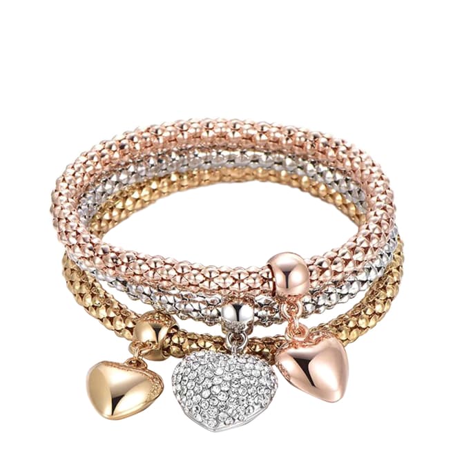 Chloe Collection by Liv Oliver 18K Multi Heart Charm Embelished Bracelet Set