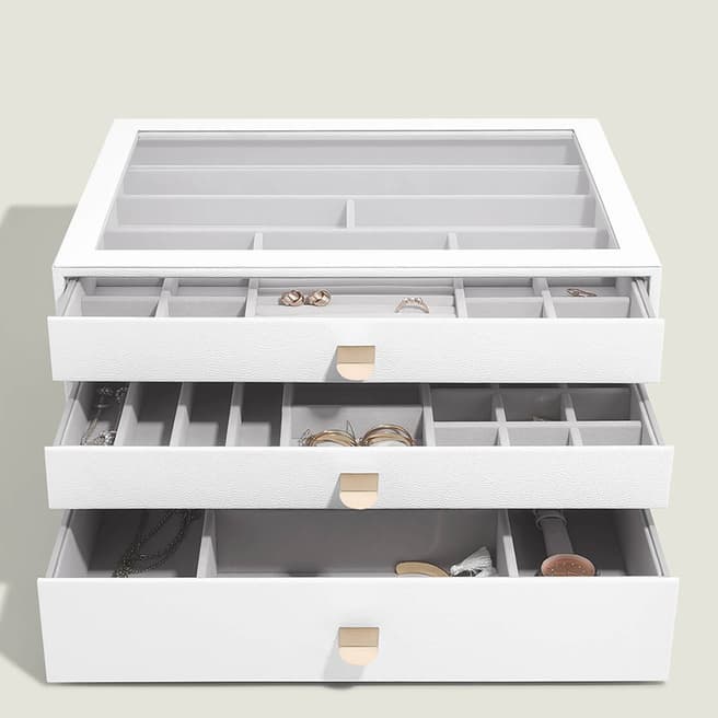 Stackers Pebble White Supersize Jewellery Box - Set of 3 (with drawers)