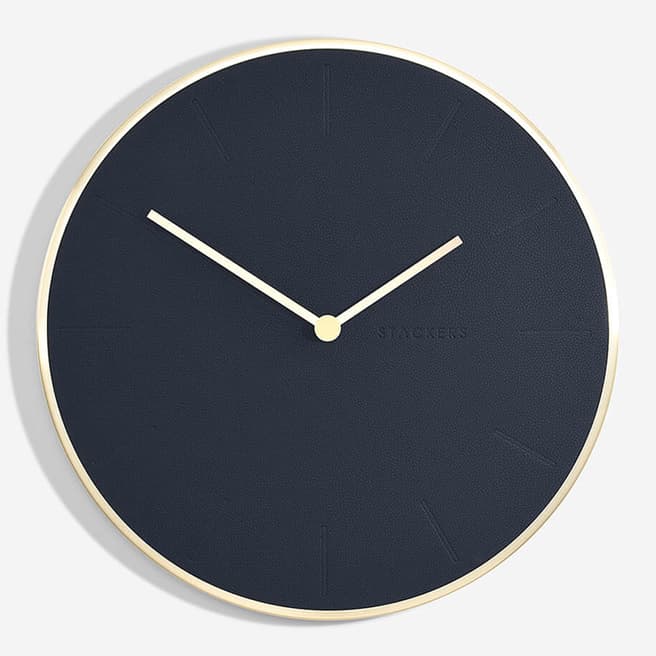 Stackers Navy Pebble & Brushed Gold PU Clock