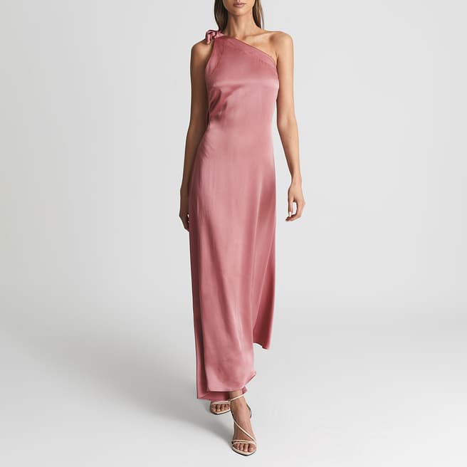 Reiss Pink Delphine One-Shoulder Maxi Dress