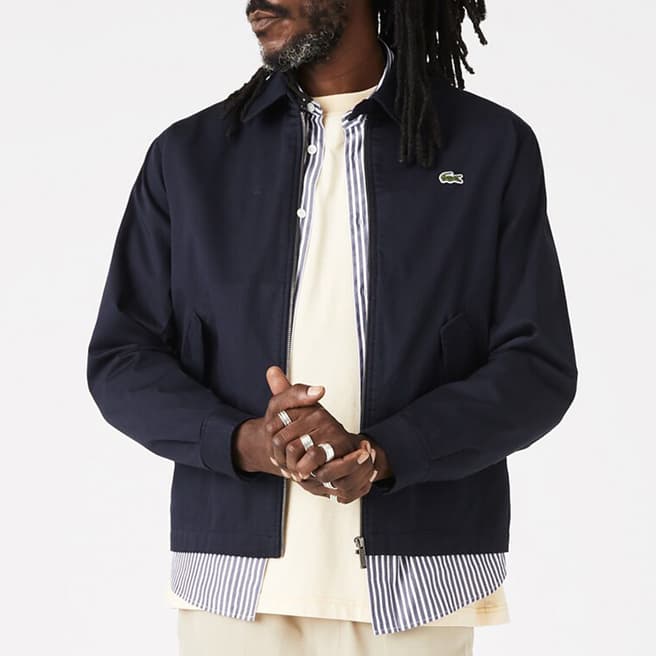 Lacoste Navy Cropped Full Zip Cotton Jacket