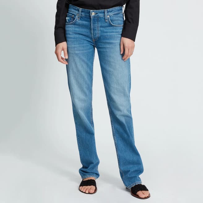 Rag & Bone Mid Blue Piper Low Rise Straight Fit Jeans