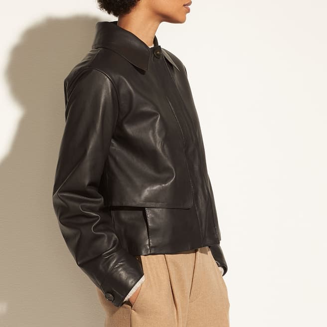 Vince Black Short Leather Jacket