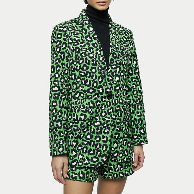 Jigsaw Green Animal Print Jacket