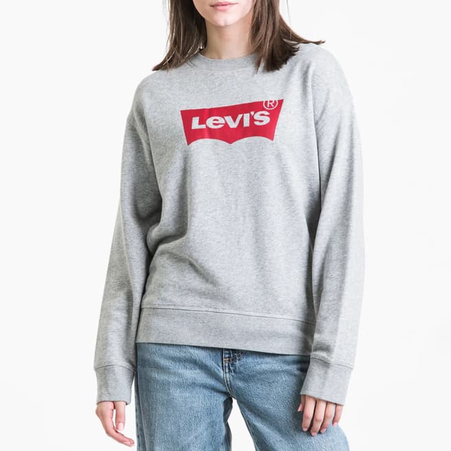 Levi's Grey Logo Graphic Cotton Blend Sweatshirt