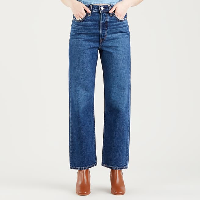 Levi's Blue Cropped Straight Leg Stretch Jeans