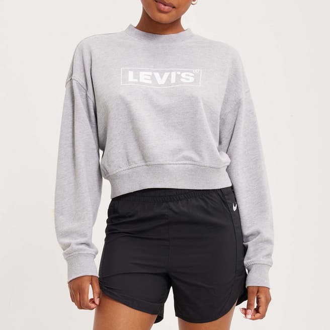 Levi's Grey Logo Graphic Cotton Blend Sweatshirt
