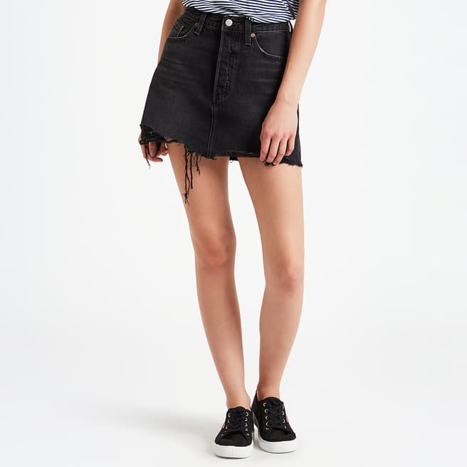 Levi's Black Frayed Denim Mini Skirt