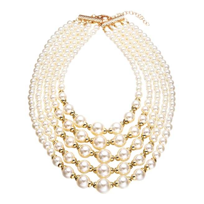 Chloe Collection by Liv Oliver 18K Gold Multi Layer Pearl Necklace