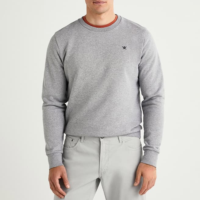 Hackett London Grey Embroidered Logo Cotton Sweatshirt