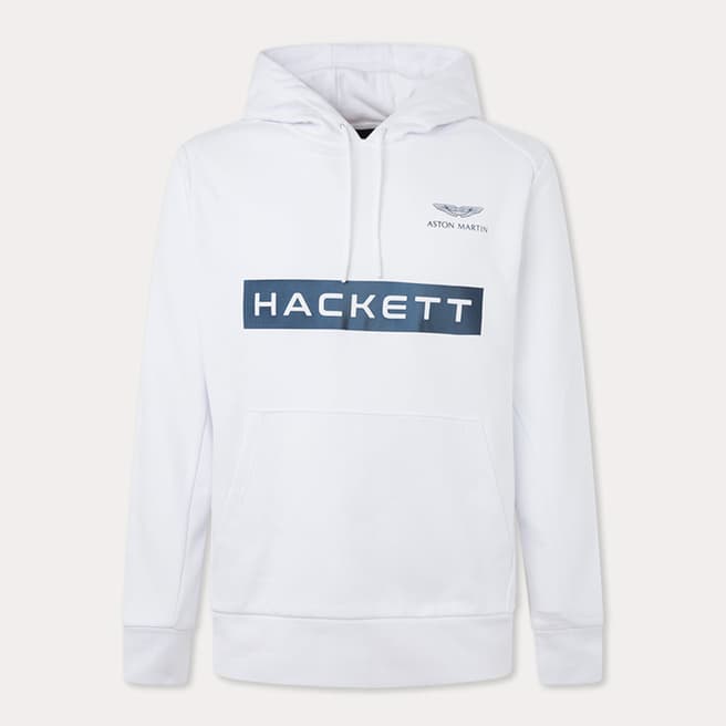 Hackett London White AMR Logo Cotton Hoodie