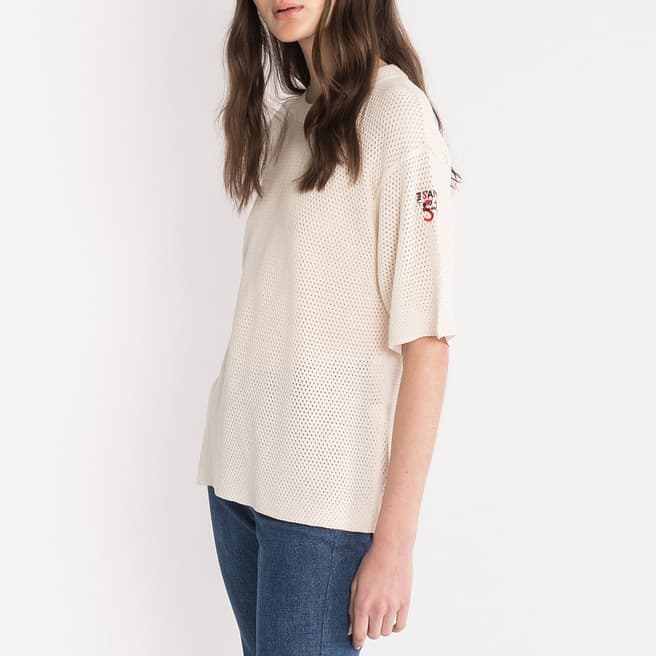 Sonia Rykiel Ecru Drop Shoulder Wool T-Shirt