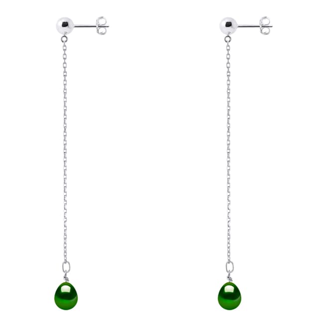 Atelier Pearls Silver/Malachite Green Freshwater Pearl Earrings