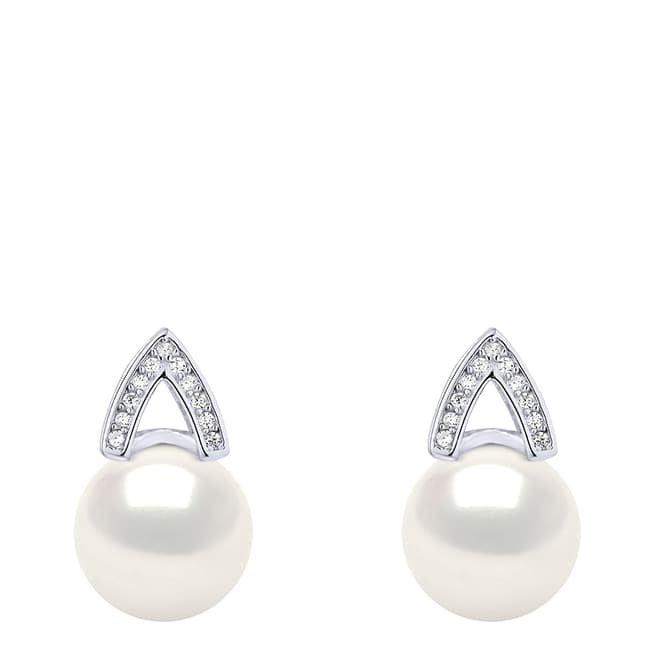 Atelier Pearls Silver/Natural White Real Cultured Freshwater Pearl Arch Earrings