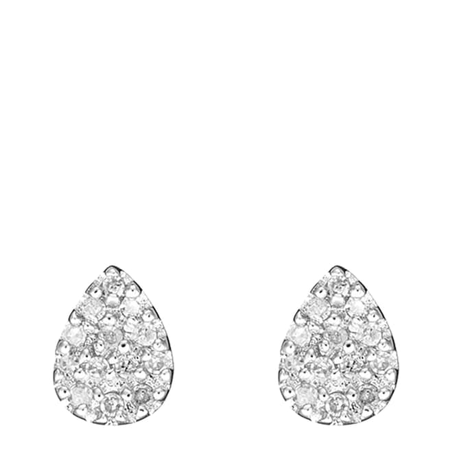 Paris Vendôme Silver Diamond Tear Drop Stud Earrings