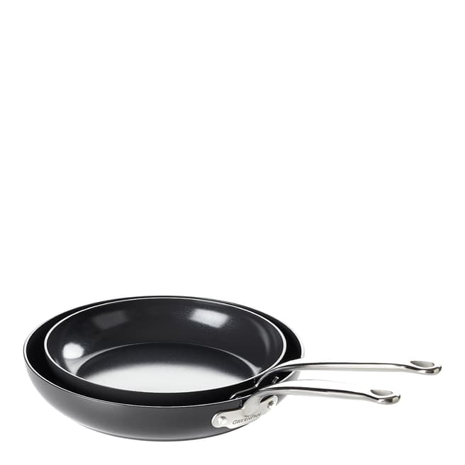 Greenpan Barcelona Black Non-stick 24cm & 28cm Frying Pan Set