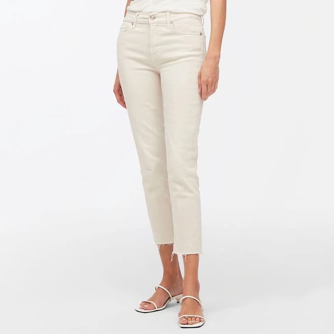 7 For All Mankind Beige Stretch Roxanne Raw Cut Jeans