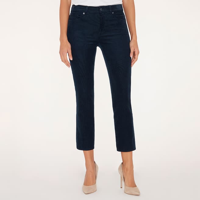 7 For All Mankind Navy Straight Cropped Cord Jeans