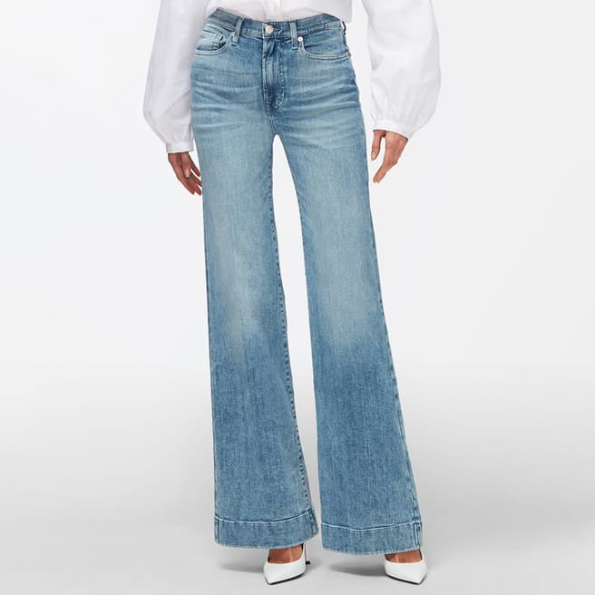 7 For All Mankind Blue Wide Bootcut Stretch Jeans