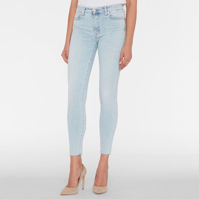 7 For All Mankind Bleach High Waisted Cropped Skinny Jeans