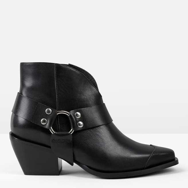 hush Black Melville Leather Buckle Boots