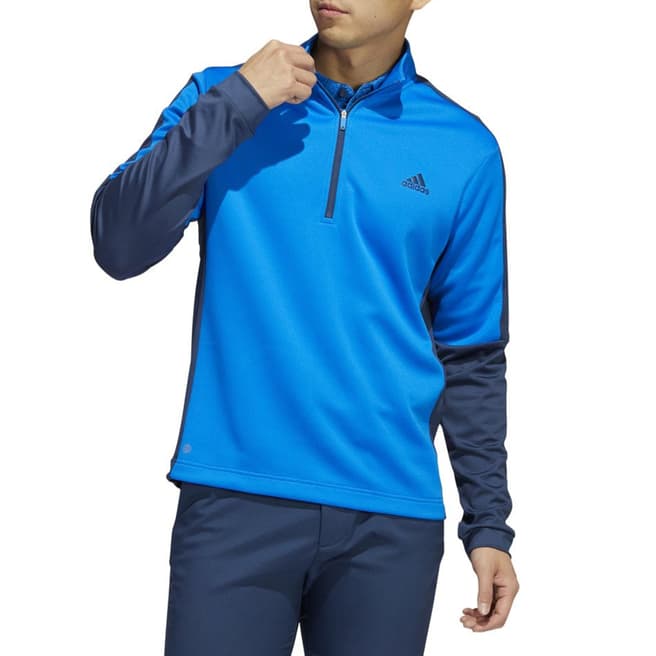 Adidas Golf Blue Colour Block Quarter Zip Pullover