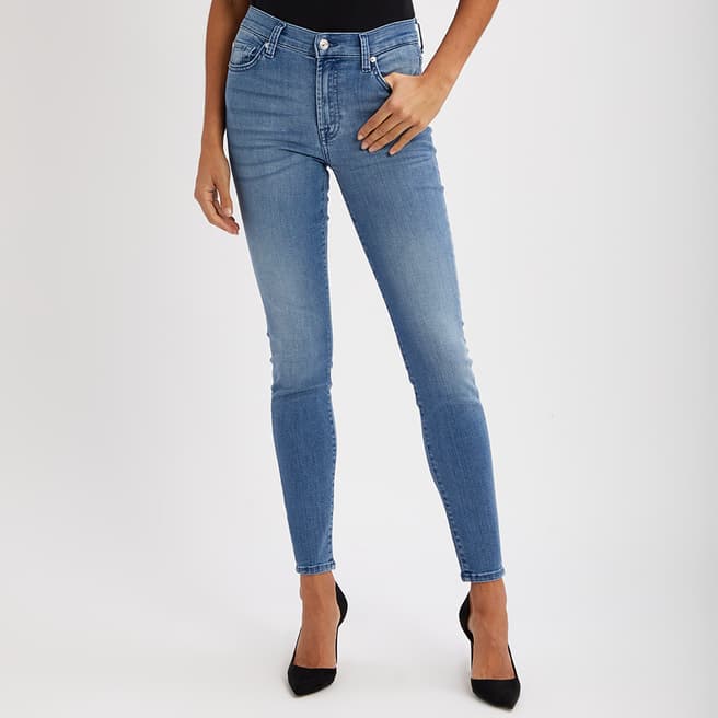 7 For All Mankind Blue High Waisted Skinny Jeans