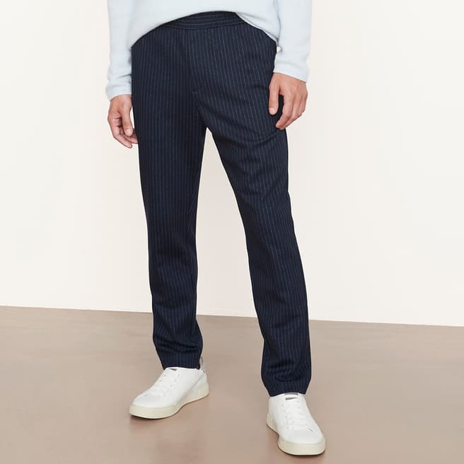 Vince Navy Faded Stripe Cotton Blend Trousers