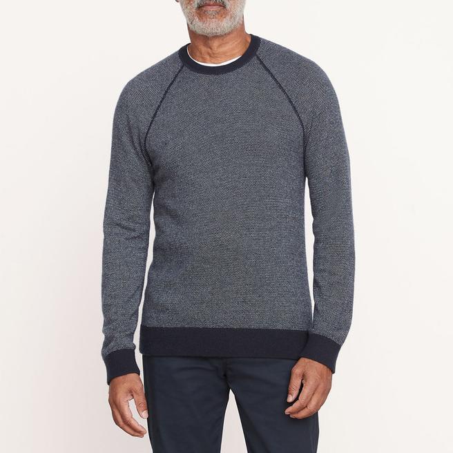 Vince Coastal Blue Birdseye Wool/Cashmere Blend Jumper