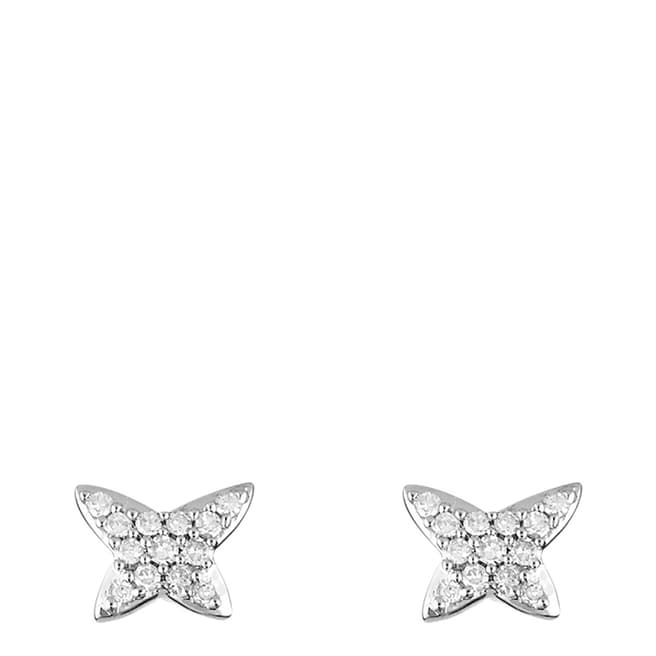 Le Diamantaire Silver Diamond Cross Stud Earrings