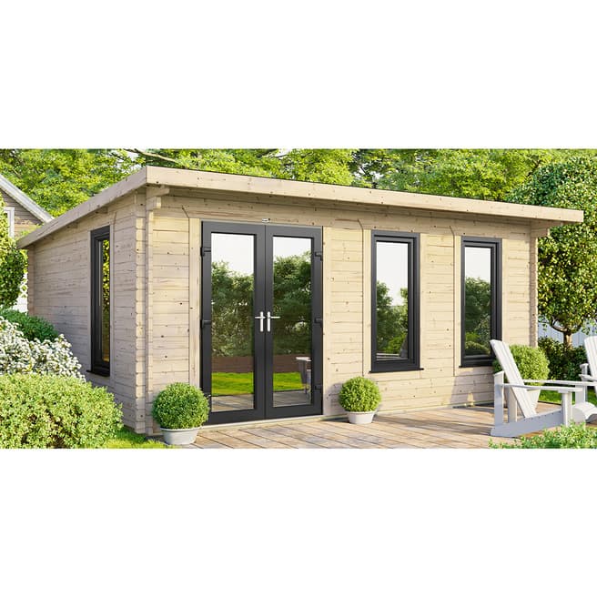 Power Sheds SAVE £1489  18x14 Power Pent Log Cabin, Doors to the Left - 44mm