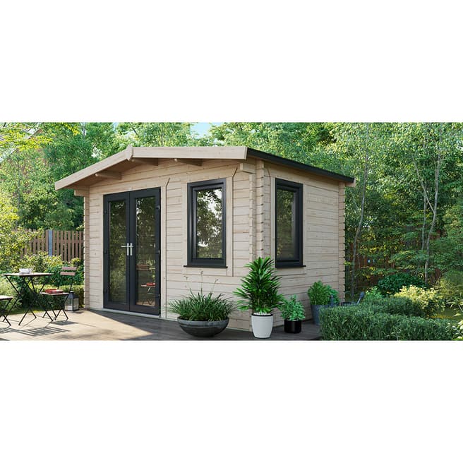 Power Sheds SAVE £1059  8x12 Power Chalet Log Cabin, Left Double Doors - 44mm