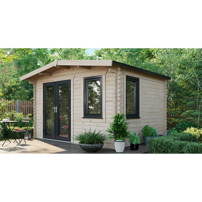 Power Sheds SAVE £1109  10x12 Power Chalet Log Cabin, Left Double Doors - 44mm