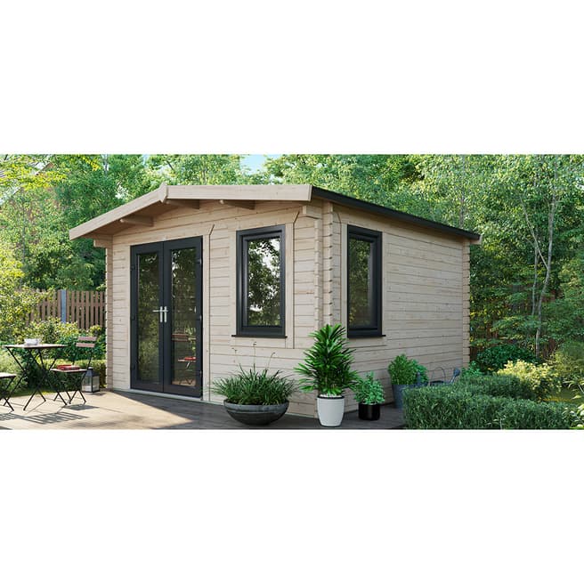 Power Sheds SAVE £1159  12x12 Power Chalet Log Cabin, Left Double Doors - 44mm