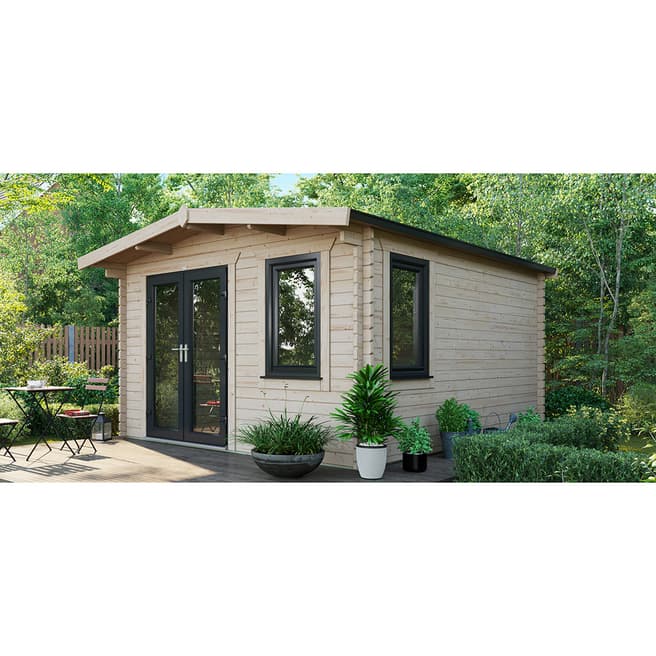 Power Sheds SAVE £1210  14x12 Power Chalet Log Cabin, Left Double Doors - 44mm
