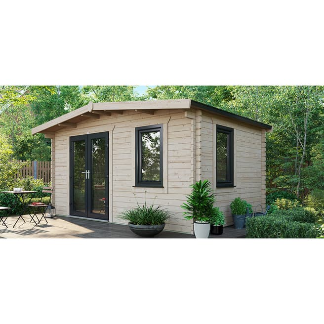 Power Sheds SAVE £1155  10x14 Power Chalet Log Cabin, Left Double Doors - 44mm