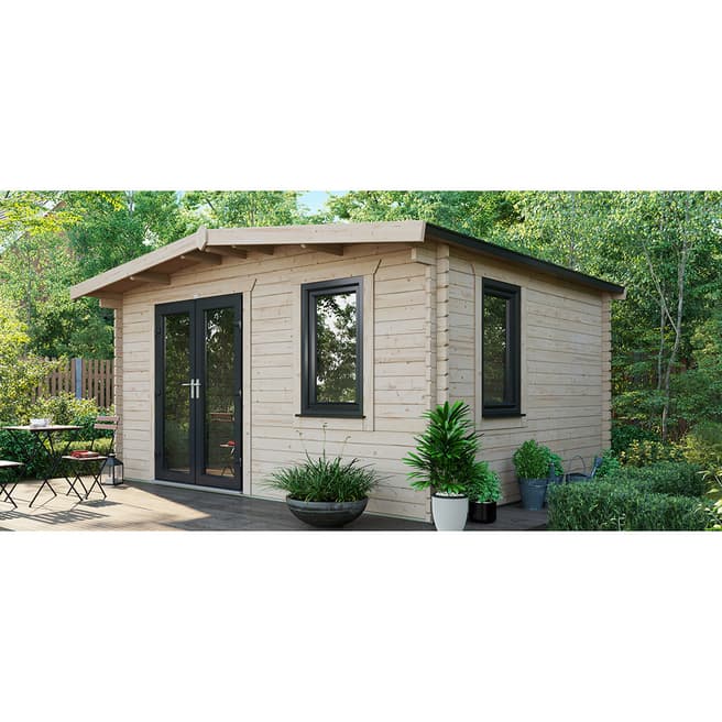 Power Sheds SAVE £1209  12x14 Power Chalet Log Cabin, Left Double Doors - 44mm