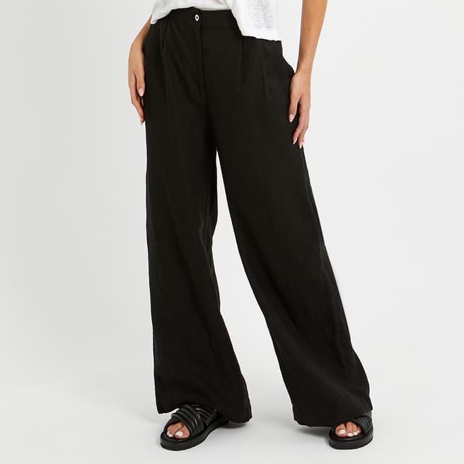 N°· Eleven Black Linen Pleated Trouser