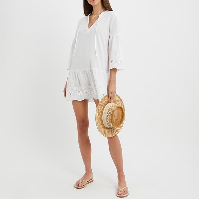 N°· Eleven White Cotton Broderie Anglaise Tunic