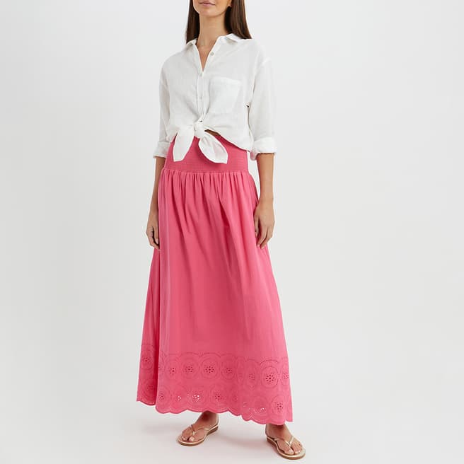 N°· Eleven Hot Pink Cotton Broderie Anglaise Maxi Skirt
