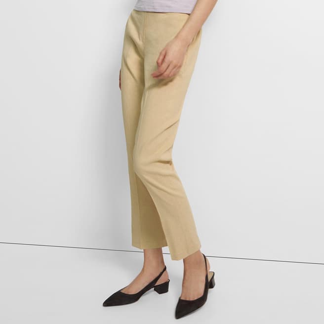 Theory Yellow Treeca Pull On Linen Blend Trousers